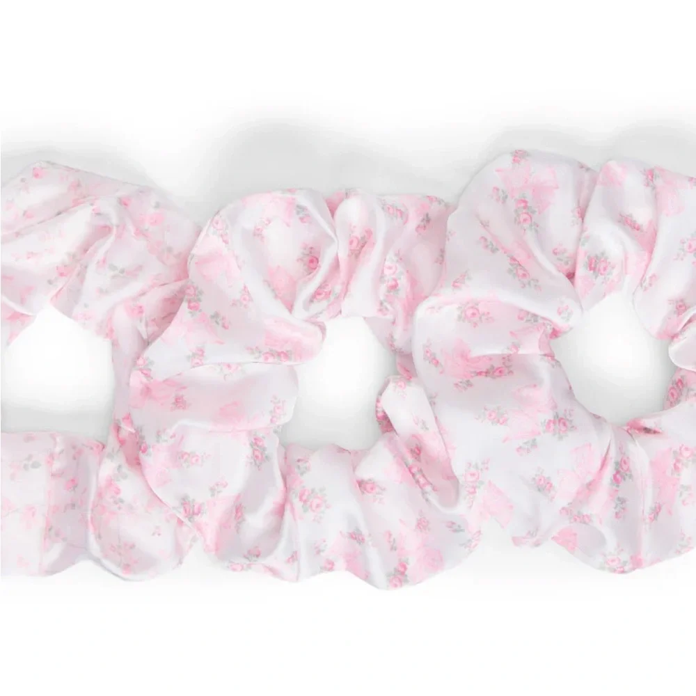 LOVESHACKFANCY Goody Pink Satin Scrunchies 3pc